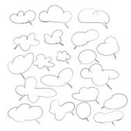 Hand drawing set of cloud for adding text or speech