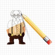 Old man vector sketch illustration