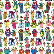 Gift box seamless pattern Flat Doodle