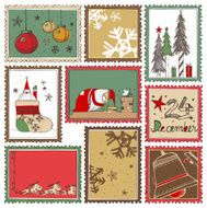Hand drawn Christmas stamps collection A