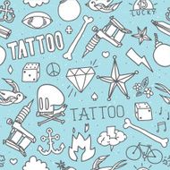 Doodle tattoo seamless vector background N2