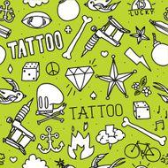 Doodle tattoo seamless vector background N3