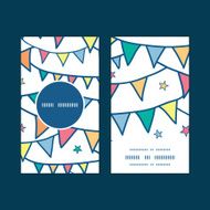 Vector colorful doodle bunting flags vertical round frame pattern business