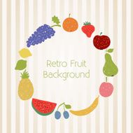 Doodle fruit circle in retro colors N2