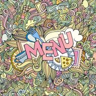 Menu cartoon hand lettering and doodles elements background N2
