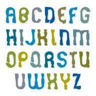 Vector hand-painted colorful letters isolated on white backdrop N2