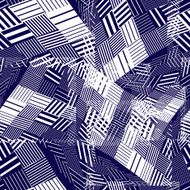 Dark geometric tiles seamless pattern vector mosaic background