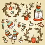 Vector set Christmas decorations N2