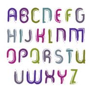 Vector acrylic font with white outline handwritten watercolor