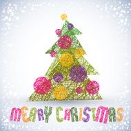 Christmas greeting card vector Merry lettering N3