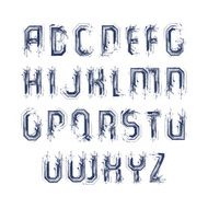 Handwritten vector uppercase letters isolated on white backdrop N2