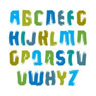 Multicolored handwritten uppercase letters brush typescript