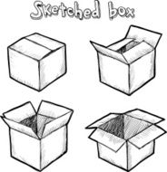 Hand-drawn vector open box