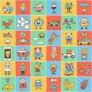 Crazy funny colorful doodle icons set Hand drawn vector illustration N2