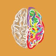 Creative brain with color strokes vector N2