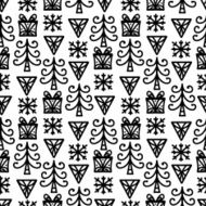 Seamless pattern with Christmas tree snowflake gift box