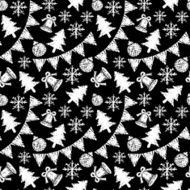 Holidays winter seamless pattern in black and white