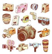 modern and Vintage camera icon set vector illustration N2