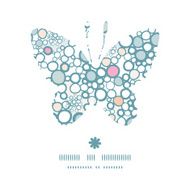 Vector colorful bubbles butterfly silhouette pattern frame