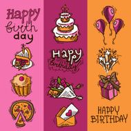 Birthday sketch banner set
