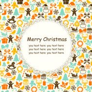 Vector christmas vintage background with flat icons