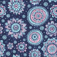 Vintage Christmas seamless pattern with flowers and snowflakes