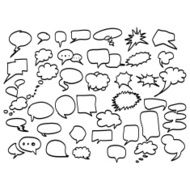 Collection of Hand Drawn Doodle Style Speech Bubbles