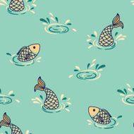 Seamless graphic pattern with fish N3