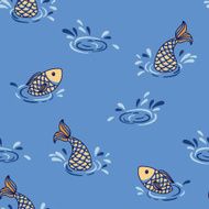 Seamless graphic pattern with fish N4