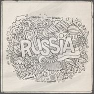 Russia hand lettering and doodles elements background N2