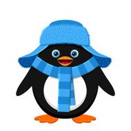 Cute penguin in blue hat