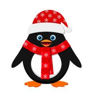 Cute penguin in red hat
