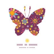 Vector colorful stars butterfly silhouette pattern frame