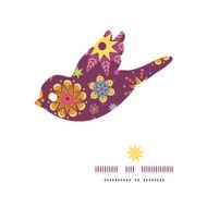 Vector colorful stars bird silhouette pattern frame