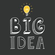 Light bulb with big idea text