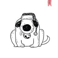 dog icon christmas- illustration N8