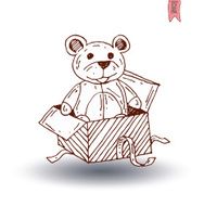 teddy bear christmas gift in box vector illustration