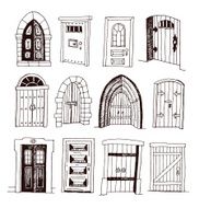 Set of old Door icon illustration vector