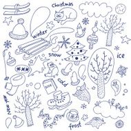 objects new year winter doodle