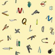Seamless pattern with different weapons N2