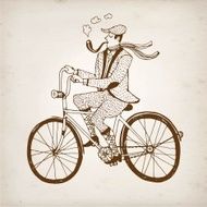 Retro cyclist vector illustration