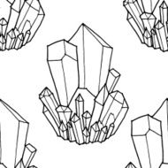 Seamless black and white vector pattern with crystals N3