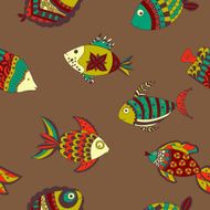 Doodle fish seamless Pattern N2