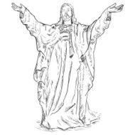 Vector Sketch Jesus Christ with Hands Raised