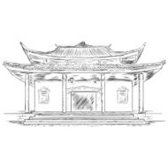 Vector Sketch Buddist Pagoda N2