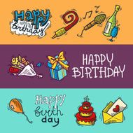 Birthday sketch banner set N2