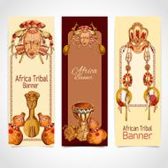 Africa sketch colored banners vertical