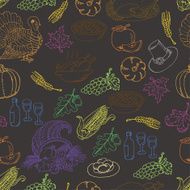Thanksgiving seamless pattern color sketch doodle Hand draw vector illustration