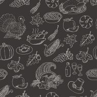 Thanksgiving seamless pattern sketch doodle Hand draw vector illustration