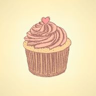 Sketch tasty cupcke in vintage style N2